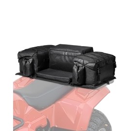 VEVOR ATV Rear Storage Bag, 50L ATV Rear Cargo Bag with Sponge Seat Cushion & Bottle Holder, 600D Oxford Cloth Rear Seat Gear Bag Fit Most ATVs with Rear Rack, Compatible with ATV, UTV, Can-Am Vehicle