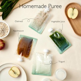 Momcozy Reusable Baby Food Pouches for Toddlers,BPA Free Plastic,Food Safe,Freezer Safe,Refillable for Applesauce Yogurt & Puree Squeeze Pouch,10 Packs,5oz