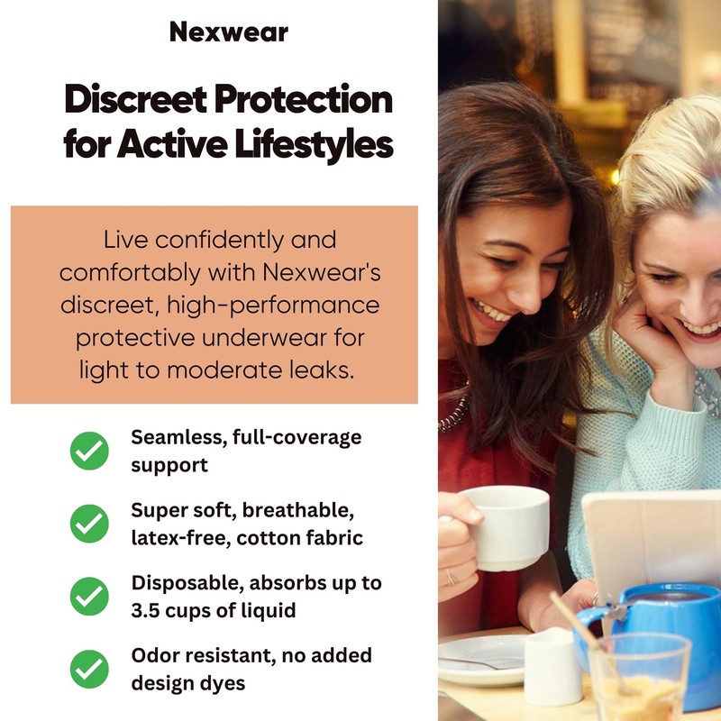 Nexwear Women's Pull On Absorbent Disposable Underwear, Tan, X-Large, 15