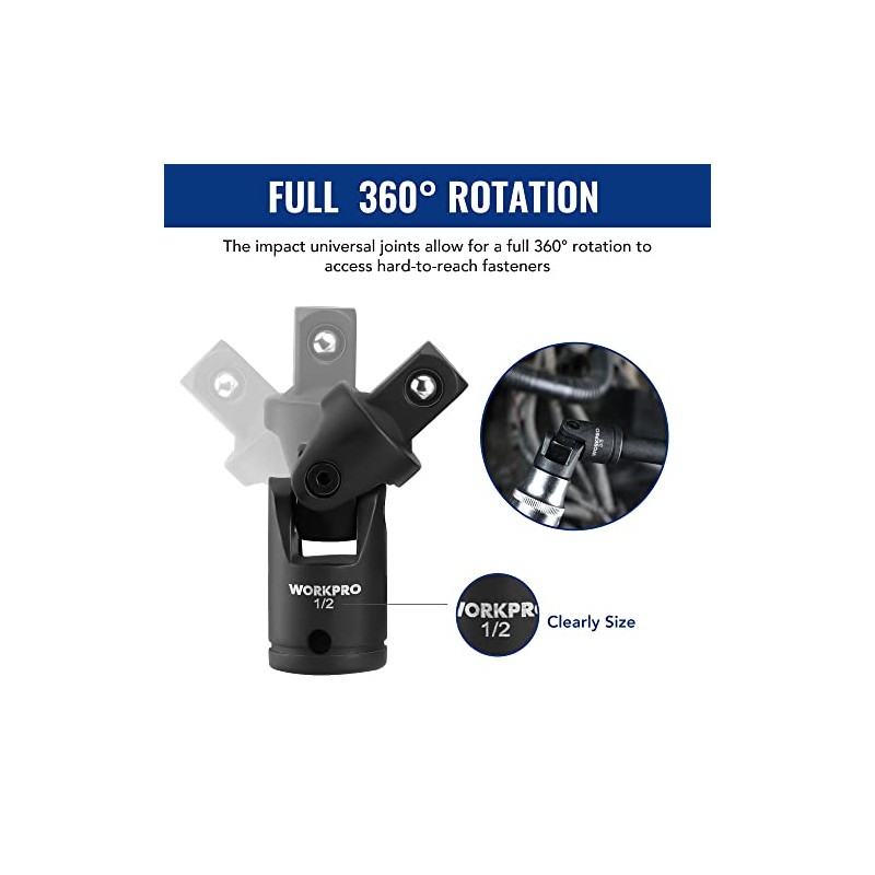WORKPRO 18-Piece Impact Socket Extension Set, Includes Socket Adapters, Ratchet