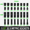 SUNHZMCKP 1/2" Drive Impact Socket Set, 66 Piece Standard SAE