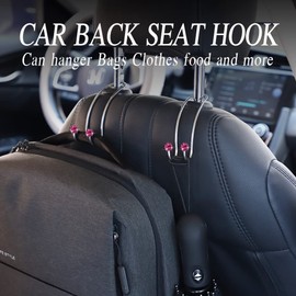 SAVORI Auto Hooks Bling Car Hangers Organizer Seat Headrest Hooks Strong and Durable Backseat Hanger Storage Universal for SUV Truck Vehicle 2 Pack (Fuchsia)