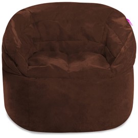 Posh Creations Bean Bag Chair Structured Seat for Kids, Teens and Adults, Comfy Chair for Gaming, Reading and Watching TV, Sonoma Lounge, Faux Rabbit Fur - Brown