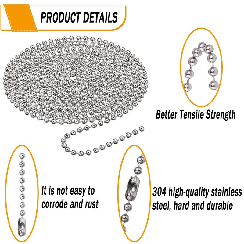 #10 Beaded Ball Chain (4.5mm) – 16.4 Feet Spool &