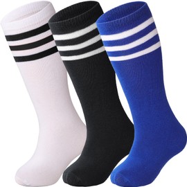 DRESHOW Kids Toddler Soccer Socks Striped Knee High Cotton Socks Uniform Sports Long Tube Socks for Boys Girls Child