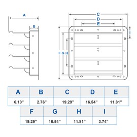 iPower 16-Inch Square Aluminum Automatic Gravity Shutter Louver Vent, Silver
