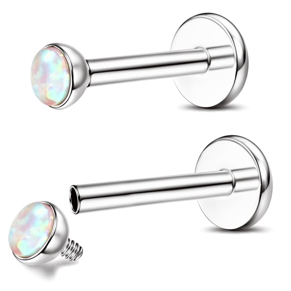 Chriscoco 16G G23 Titanium Lip Piercing Labret Piercing CZ Opal