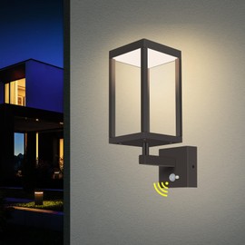 Solar Outdoor Motion Sensor Porch Light Exterior Lights Fixture Wall Sconces Aluminum Modern Lantern Energy-Saving Lighting 600 Lumens, 3 Modes Balcony Lamp for Garden Front Door Yard Decoration