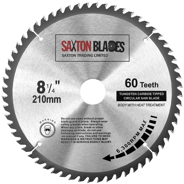 Saxton TCT Circular Wood Saw Blade 210mm x 30mm x 60T for Festool Bosch Makita Dewalt fits 216mm saws