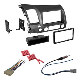 CACHÉ KIT16 Bundle with Car Stereo Installation Kit for 2006 – 2011 Honda Civic – in Dash Mounting Kit, Antenna, Harness for Double Din or Single Din Radio Receivers (4 Item)