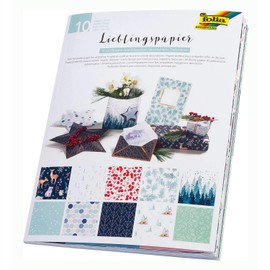 folia 37002 – Lieblingpapier Winter, Design Paper Printed on One Side, Approx. 50 x 70 cm, 80 g/m², Sheets Assorted in 10 Different Designs, Ideal for Packaging, Gifting and Crafts