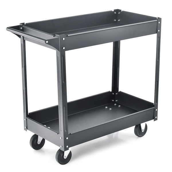 IRONMAX 2 Tier Tool Cart with Wheels, Heavy Duty Rolling