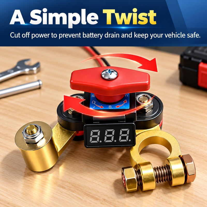 Car Battery Disconnect Switch for Vehicle Storage – Rotating Battery