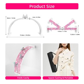 Lokshun Half Moon Light for Nail Desk, Foldable 29" Nail Light for Desk, 180° Ultra-Bright Nail Tech Desk Lamp, Portable Half Moon Lamp with Phone Holder & Organizer Bag - Pink Diamond