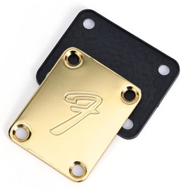 RuiJOTWAT RuiJOTWAT 70s F Logo Strat/Tele 4-Bolt Gold Guitar Neck Plate Neckplate w/Screws