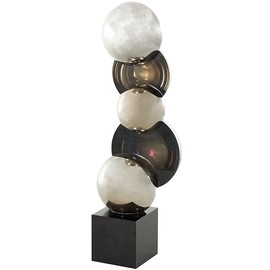 Deco 79 Glass Abstract Decorative Sculpture Stacked Orb Home Decor Statue with Black Base, Accent Figurine 5" x 4" x 16", Black