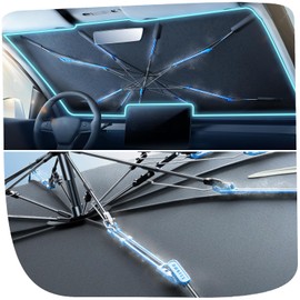 [2025 Upgraded] Nmoiss Windshield Sun Shade Umbrella [Ice Rib] High Speed ​​Cooling 99% UV Blocking Protects Car from Sun and Heat Damage, Keeps Cool and Protects Interior Medium (56" L x 31" W)