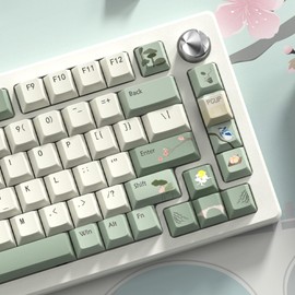 dagaladoo PBT Keycaps,Matcha Green keycaps 60% 65% 100%, Spring Tea Custom Keycap, Cherry Profile Keyboard Key caps for 60% 65% 75% 100% TKL US Layout Mechanical Keyboard（134keys