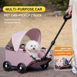 Dog Stroller 4 Wheels Folding Dog Cart with Sunshine Cover Pet Stroller for Travelling Shopping Walking Playing for Small Dogs Cats