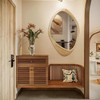 AAZZKANG Large Wall Mirror with Irregular Wood Framed 28"x20" Decorative