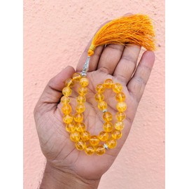 Generic Natural Citrine Agate Tasbeeh, Yellow Citrine Muslim Tasbih Favor, Aqeeq Prayer Beads Islamic Misbaha, Hakik Sufi Tasbih, Dark Red Aqiq Masbaha Sebha 33 Beads 10MM