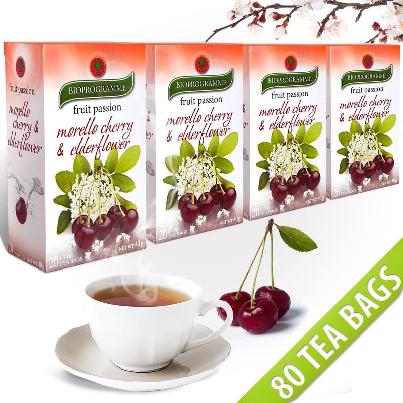 80 Tea Bags Morello Cherry & Elderflower - 4 Boxes