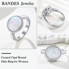 RANDES Opal Rings for Women Sterling Silver Engagement Rings October