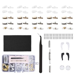 Glasses Nose Holder, Glasses Ear Clip, YUEERBAO 25 Pair Screw in Replacement kit, Upgraded Glasses Nose Holder Replacement kit, with Screwdriver, Small Screw, Tweezers, Glasses Cleaning Cloth