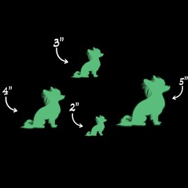 Chinese Crested Dog Silhouette Glow in The Dark Sticker Decal for Phone Tablet Laptop Car Truck Window | 4" Sticker | Green