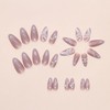 Long Almond Press on Nails Pink False Nails Butterfly False