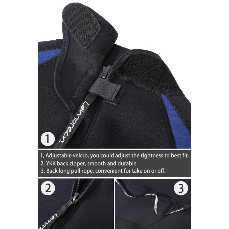 Lemorecn Mens Wetsuits Jumpsuit Neoprene 3/2mm Full Body Diving Suit(CA3031BLUE-M)