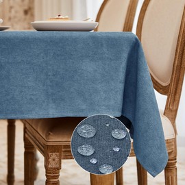 WAITER TREE Washable Tablecloth, Easy Care Tablecloth, Fluffy Look, Waterproof, Lotus Effect, Blue, 140 x 180 cm