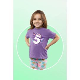 Unicorn 5th Birthday Shirt Outfit for Girls 5 Year Old Fifth Birthday Five Tshirt (6 Years, Purple)