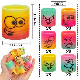 Puideon 48Pcs Mini Rainbow Colil Spring Party Favors,Fun Kids Goodie Bag Stuffers for Birthday,Treasure Box Toys for Classroom,Carnival Prizes,Small Bulk Fidget Bulk Toys for Kids