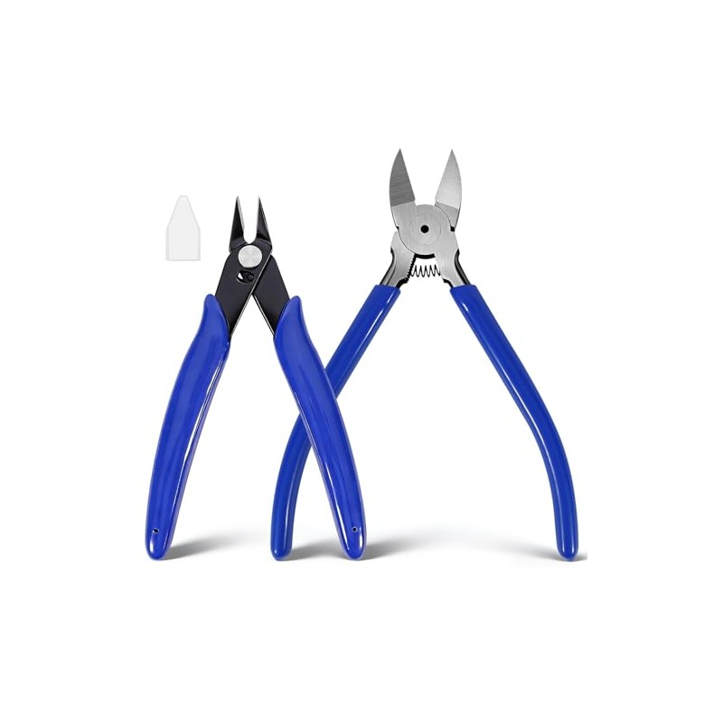 2 Pack Wire Cutters Set, 6"+5" Sharp Flush Cutters, Spring