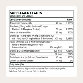 THORNE - B-Complex #6 - Vitamin B Complex with Active Forms of Essential B Vitamins & Extra B6-60 Servings