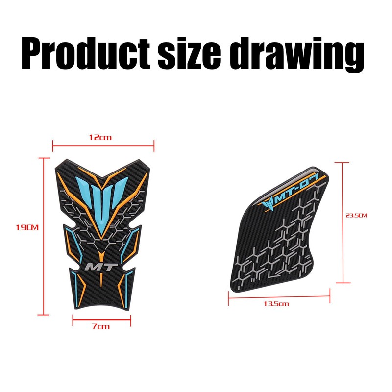 MT-07 MT07 2024 Waterproof 3D Embossed Rubber Fuel Tank Knee
