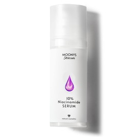 MOONYS® 10% Niacinamide Serum with 5% Acetyl Glucosamine 50 ml / Pore Refining Serum / Polyglutamic Acid / Niacinamide Booster as Face Serum for Blemished Skin - Made in Germany