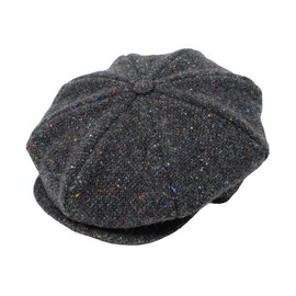 Hanna Hats Men's Donegal Tweed 8 Piece Cap Newsboy Cap (US, Alpha, Large, Dark Grey Charcoal Fleck Salt & Pepper)