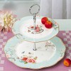 Linlins Elegant Bone China Rose Pattern 2-tier Cake Stand/ Cupcake
