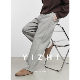 Men's Basic Fleece-lined Casual Straight Fit Slacks - New 2025 Autumn/Winter Collection Sweatshirt Oatmeal Gray 2ea