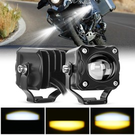 Nilight Motorcycle Driving Lights 1.7 inch White Amber Spot Beam Fog Light LED Pods IP67 Waterproof Auxiliary Offroad Lighting for Motorbike Dirt Bike e-Bike Scooter Snowmobile ATV UTV SUV Truck