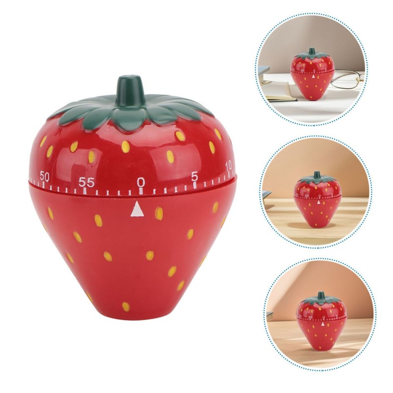 Gatuida Retro Strawberry Shaped Kitchen Timer Mechanical Countdown Device for