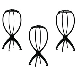 Mydio 3-Piece Plastic Hat Stand - Durable, Stable Cap Rack & Wig Holder (Black)