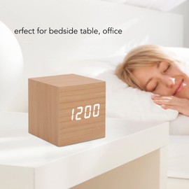Yosoo Modern Digital Clock, Multifunctional LED Wooden Clock Large Screen 3 Brightness Eye Portable Smart LED Digital Clock for Home, Office, Bedroom, Desk