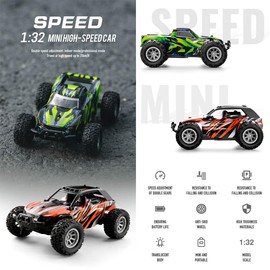 HOENTECH RC Off-Road Vehicle Model, 1/32 Scale 4WD Mini Electric 2.4G Remote Control High Speed Drift Off-Road, Mini Racing Drift Car for Adults