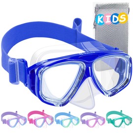 Vvinca Schwimmbrille für Kinder mit Nasenschutz und Stoffband, bruchsicher, antibeschlag- und wasserdicht für Kinder von 3–14 Jahren