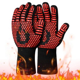 Onlyfire BBQ Gloves Heat Resistant Grill Gloves Fireproof Oven Gloves for Cooking, Grilling, Barbecue, Smoker, Baking, Frying, Red