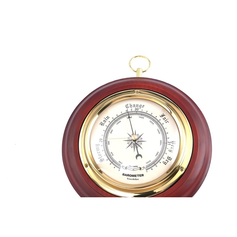 Youshiko (Latest 2024 Version) Traditional Barometer Mahogany Wood Surround Forecaster