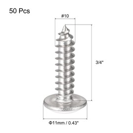 sourcing map Phillips Head Self Tapping Screws, #10 x 3/4" 304 Stainless Steel Wood Sheet Metal Screw 50pcs